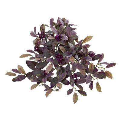 Nearly Natural 23-in Fall Laurel Leaf with Berries Plant (Set of 3)