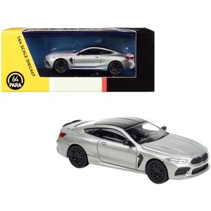 BMW M8 Coupe Donington Gray Metallic with Black Top 1/64 Diecast Model Car by Paragon - 1 of 3