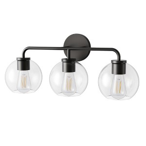 DORESshop 23 in. 3-Light Black Vanity Light with Globe Glass Shades for Bathroom, Mirror, Powder Room - 1 of 4