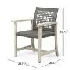 Outdoor Wood Dining Chair Set of 2 with Armrest,Wicker Patio Dining Chair for Patio Dining Room,Garden-Tanpinhause - 4 of 4