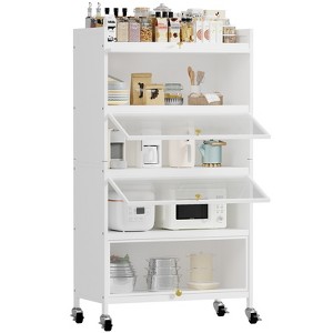 SKONYON 5 Tie Bakers Racks Storage Cabinet with 4 Flip-up Doors - 1 of 4