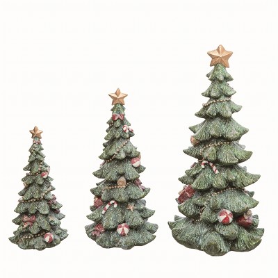 Transpac Resin Multicolor Christmas Glitter Tree Figurines Set of 3