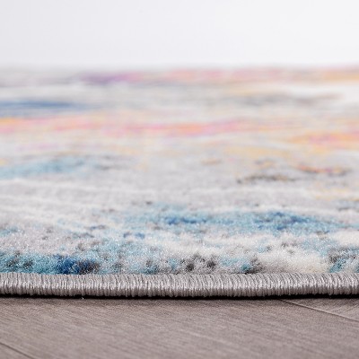Large Multicolor Floral Synthetic Stain-Resistant Area Rug