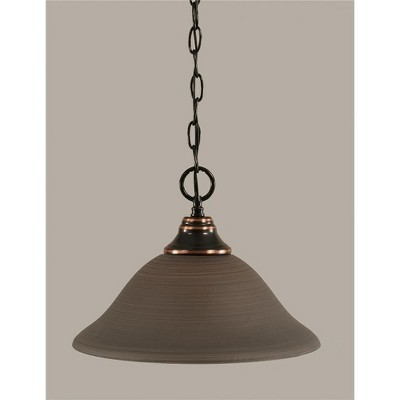 Toltec Lighting Any 1 - Light Pendant in  Black Copper with 12" Gray Linen Shade