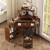 Whisen Corner Vanity Table with Storage Cushioned Stool, Charging Station, Removable Pull-Out Side Cabinet - 2 of 4