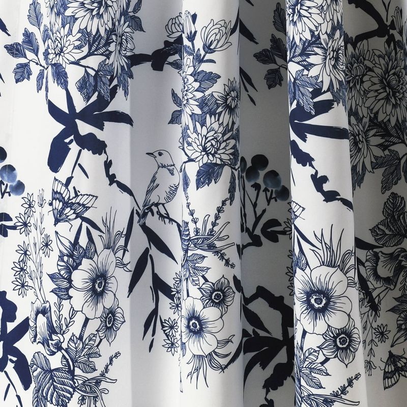 2pk 52&#34;x63&#34; Light Filtering Botanical Garden Curtain Panels Navy Blue - Lush D&#233;cor, 4 of 8