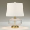 360 Lighting Darrah 20" High Small Mid Century Modern Accent Table Lamp USB Port Clear Glass Brass Finish Single Off-White Shade Living Room Charging - 2 of 4