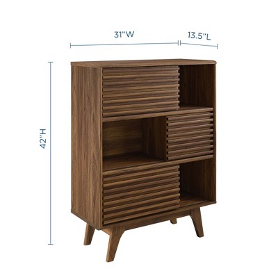 Walnut Mid-Century Modern Three-Tier Storage Cabinet