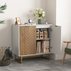 VYNXARIA White and Gold Storage Cabinet with 2 Doors, Modern Buffet Sideboard Cabinet, Kitchen Buffet Cabinet with Storage Sideboard Buffet - 1 of 4