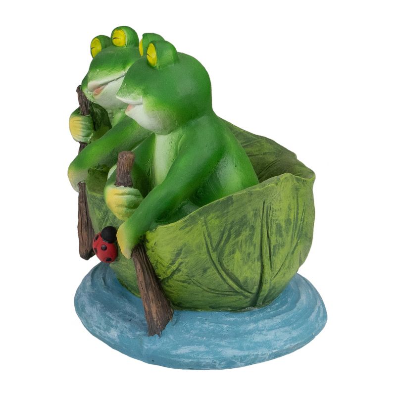 Northlight 10" Green Frogs in a Lily Pad Outdoor Garden Statue, 5 of 6