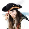 Juvale Tricorn Pirate Hat with Feather for Halloween Outfit - Black Pirate Hat for History Theme Birthday & Halloween Party - 2 of 4