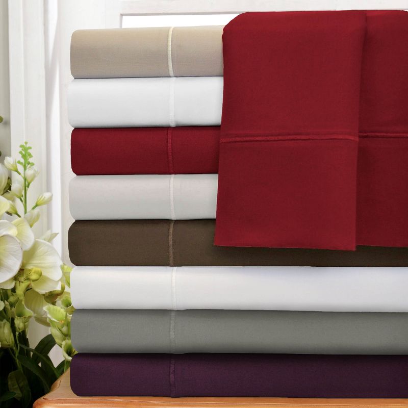 1500 Thread Count Solid Deep Pocket Cotton Luxury Premium Bed Sheet Set by Blue Nile Mills, 4 of 5