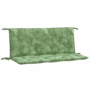 vidaXL Leaf Pattern Garden Bench Cushions 2pcs 47.2"x19.7"x2.8" - Outdoor/Indoor Cushions with Ties - Waterproof Fabric and Soft Hollow Fiber Filling - 1 of 4