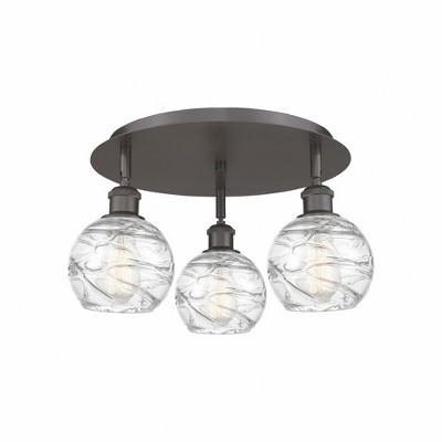 Athens Deco Swirl - 3 Light Flush Mount In Industrial Style-8.63 Inches Tall and 17.63 Inches Wide