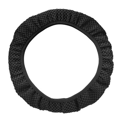 thumbnail image 2 of Zone Tech Genuine Sheepskin Steering Wheel Cover – Slip-On – Black/Gray/White – 14.5-15 Inch 2 of 5