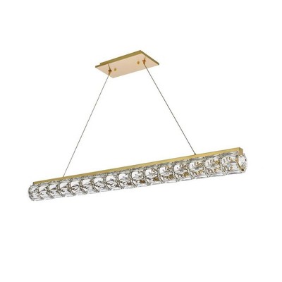 Gold and Clear Crystal LED Linear Pendant Light
