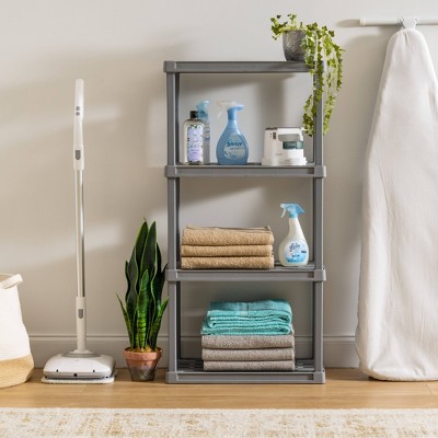 Gray Plastic Heavy Duty 4-Tier Utility Shelf