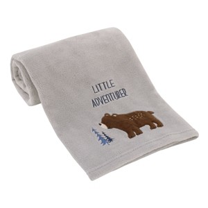 Little Love by NoJo National Park Gray, and Brown Bear Little Adventurer Super Soft Appliqued Baby Blanket - 1 of 4