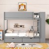 NicBex Full over Full Bunk Bed Wooden Bed Frame with 2 Drawers, Multi-level Storage, Ladder, Headboard and Guardrail, No Box Spring Required - 2 of 4