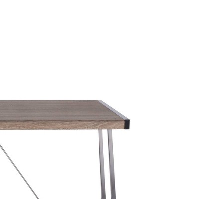 47" Weathered Oak and Chrome Desk with USB Port