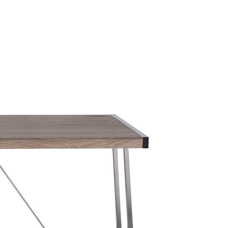 47&#34; Finis Desks Weathered Oak and Chrome Finish - Acme Furniture, 4 of 9