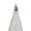 Northlight 9.5" Matte White Sequin and Glitter Finial Glass Christmas Ornament - image 3 of 4