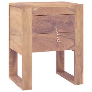 vidaXL Bedside Cabinet 15.7"x11.8"x19.7" Solid Teak Wood - 1 of 4
