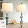 Regency Hill Tanya 26 1/2" Tall Farmhouse Rustic Traditional Table Lamps Set of 2 WiFi Smart Socket Blue Wash Living Room Bedroom Bedside White Shade - 2 of 4
