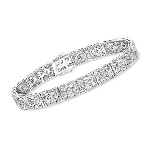 Ross-Simons 0.60 ct. t.w. Diamond Filigree Bracelet in Sterling Silver Size 7 - 1 of 3