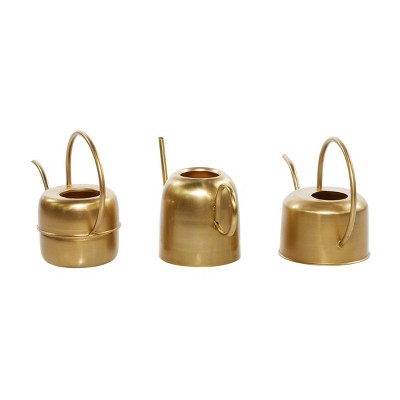 Elegant Gold Metal Indoor/Outdoor Watering Can Planter Trio