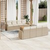 vidaXL Patio Sofa Set with Cushions Outdoor Furniture 9 Piece Poly Rattan - Beige and Cream - 2 of 4