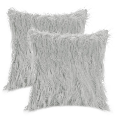 Pavilia Set Of 2 Fluffy Throw Pillow Covers, Decorative Faux