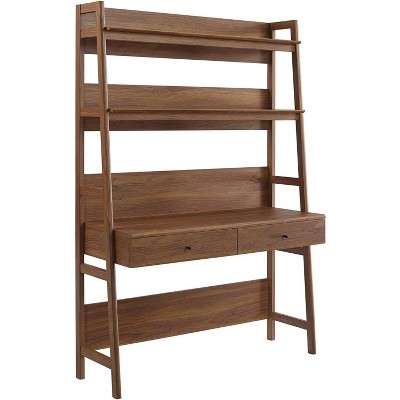 Modway Bixby Home Office Desk with Bookshelf in Walnut