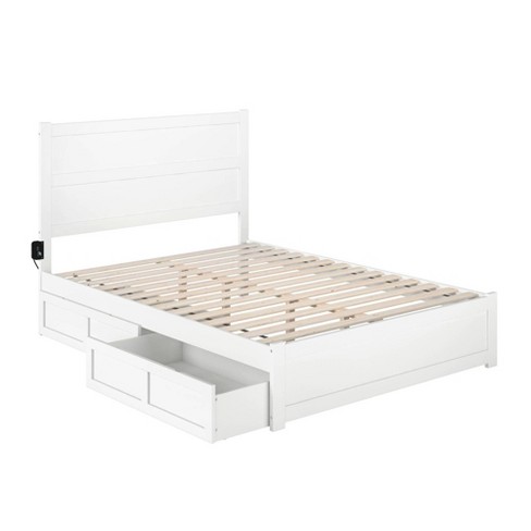 Queen Noho Bed With Footboard And 2 Drawers White - Afi: Hardwood, No ...