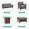 Sonkuki 8 Pieces Patio Sofa with Square Fire Pit Table and Ottomans, Patio Conversation Couch with Cushion - 3 of 4