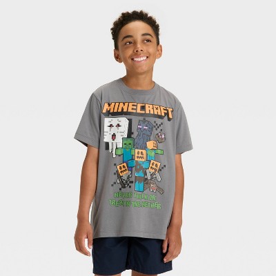 Boys' Minecraft Halloween Short Sleeve Graphic T-Shirt - Gray