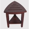 HomeRoots Compact Teak Corner Shower  Outdoor Bench With Shelf In Brown Finish - 3 of 3