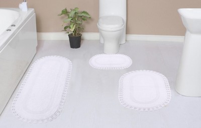 Hampton Crochet Collection Cotton Reversible Tufted Set of 3 Bath Rug Set - Home Weavers