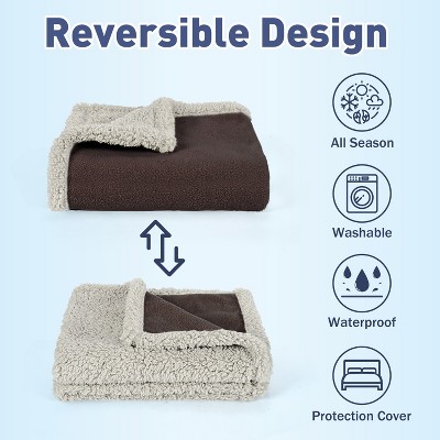 Large Gray Waterproof Sherpa Fleece Pet Blanket