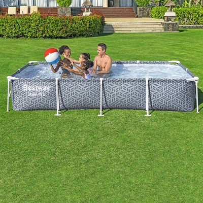 Bestway 12' x 6.5' Gray Steel Frame Rectangular Pool