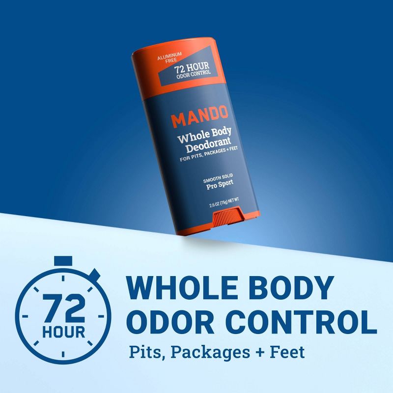 Mando Whole Body Deodorant - Men&#8217;s Aluminum-Free Smooth Solid Stick Deodorant - Pro Sport - 2.6oz, 4 of 12
