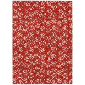 Red And Ivory Geometric Washable Indoor Outdoor Area Rug - 1 of 4