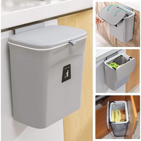 WOA WOA 2.4 Gallon Hanging Trash Can for Kitchen, Small Garbage Bin with  Lid for Bathroom Bedroom, Mountable Cabinet Compost Bin Under Sink, Wall  Mounted Waste Bucket - Green - Yahoo Shopping