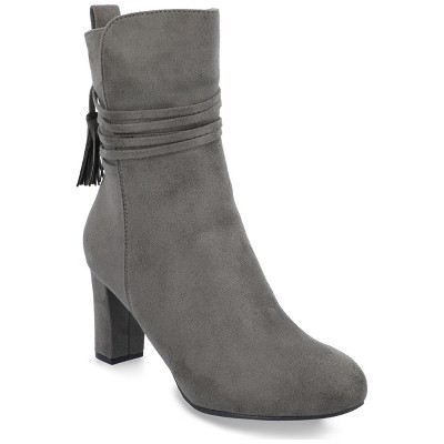 Journee Collection Womens Zuri Inside Zip Block Heel Booties Grey 6 ...