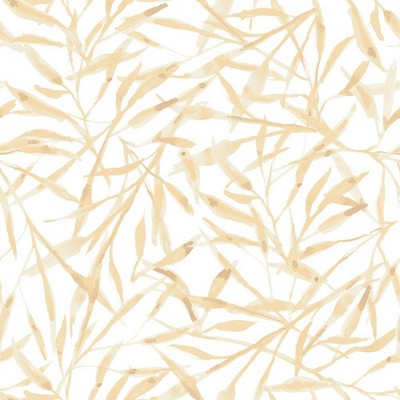 Tempaper Watercolor Leaves Honey Wheat Peel and Stick Wallpaper