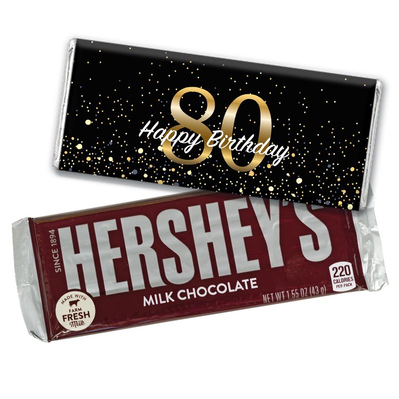 80th Birthday Candy Party Favors Wrapped Hershey's Chocolate Bars or Wrappers Only by Just Candy, 1 of 3