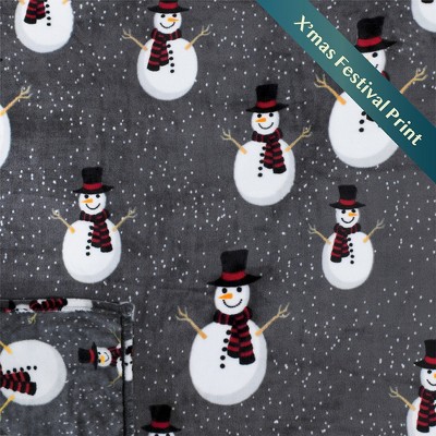 Snowman Gray Fleece Christmas Throw Blanket 50" x 60"