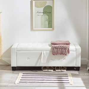 GDFStudio Gabriella Mid-Century Modern Faux Leather Upholstered Tufted Storage Bench - 1 of 4