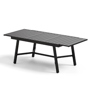 Captiva Designs 1pc Outdoor Patio Dining Spacious Rectangle Black Metal Table with Steel Frame - 1 of 4
