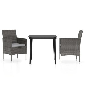 vidaXL Patio Dining Set Outdoor Dining Set Table and Chair Set for Garden - Gray and Black 31.5" Table Length 2 Items - 1 of 4